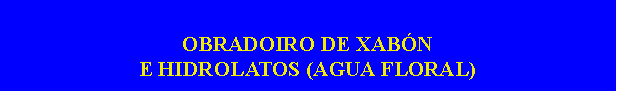 Cuadro de texto: OBRADOIRO DE XABN E HIDROLATOS (AGUA FLORAL)